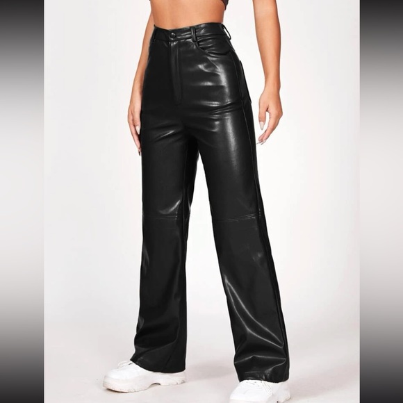 Faux Leather Straight Leg Pants - Picture 2 of 3